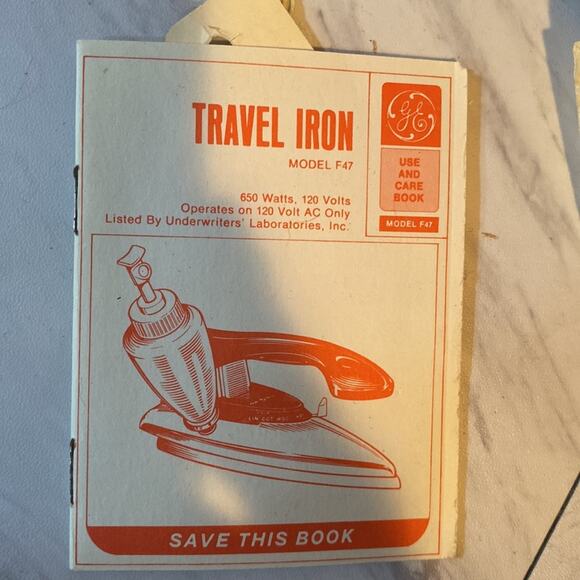 GE Travel Spray Steam & Dry Vintage Iron F47 - Picture 5 of 14